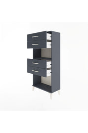 Arges Dolap Tek Raflı 4 Çekmeceli 60x30x134 Antrasit-Antrasit