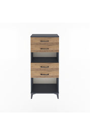 Arges Dolap Tek Raflı 4 Çekmeceli 60x30x134 Antrasit-Çam