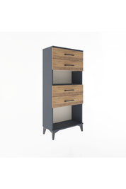 Arges Dolap Tek Raflı 4 Çekmeceli 60x30x134 Antrasit-Çam