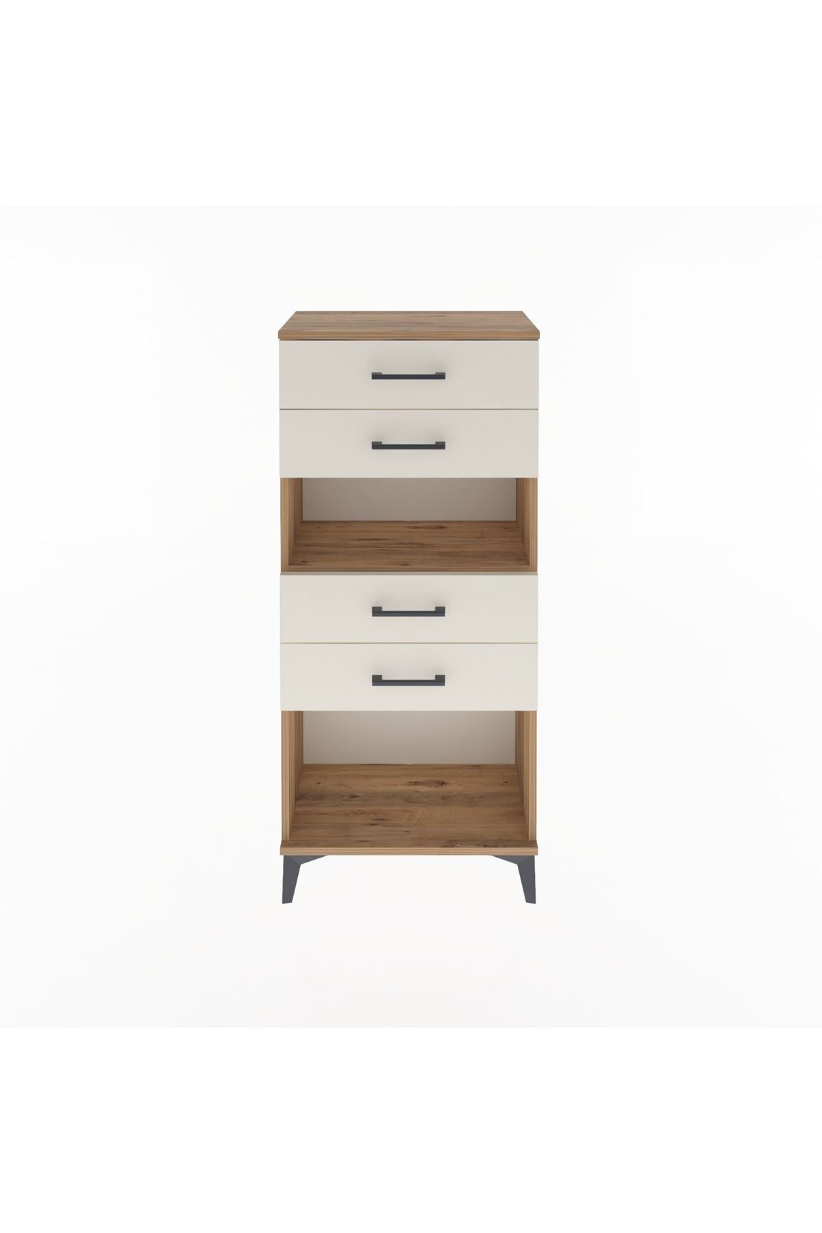 Arges Dolap Tek Raflı 4 Çekmeceli 60x30x134 Çam-Aytaşı