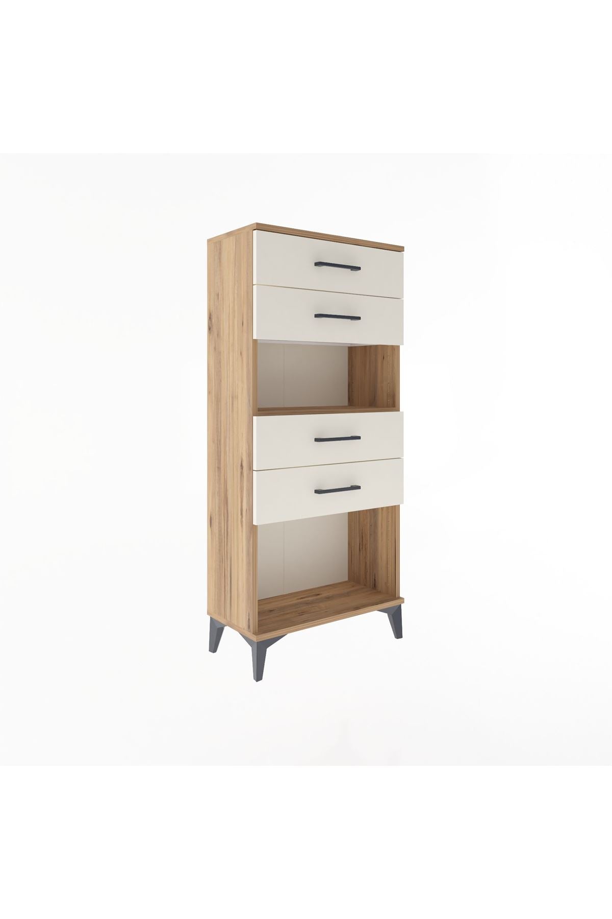 Arges Dolap Tek Raflı 4 Çekmeceli 60x30x134 Çam-Aytaşı