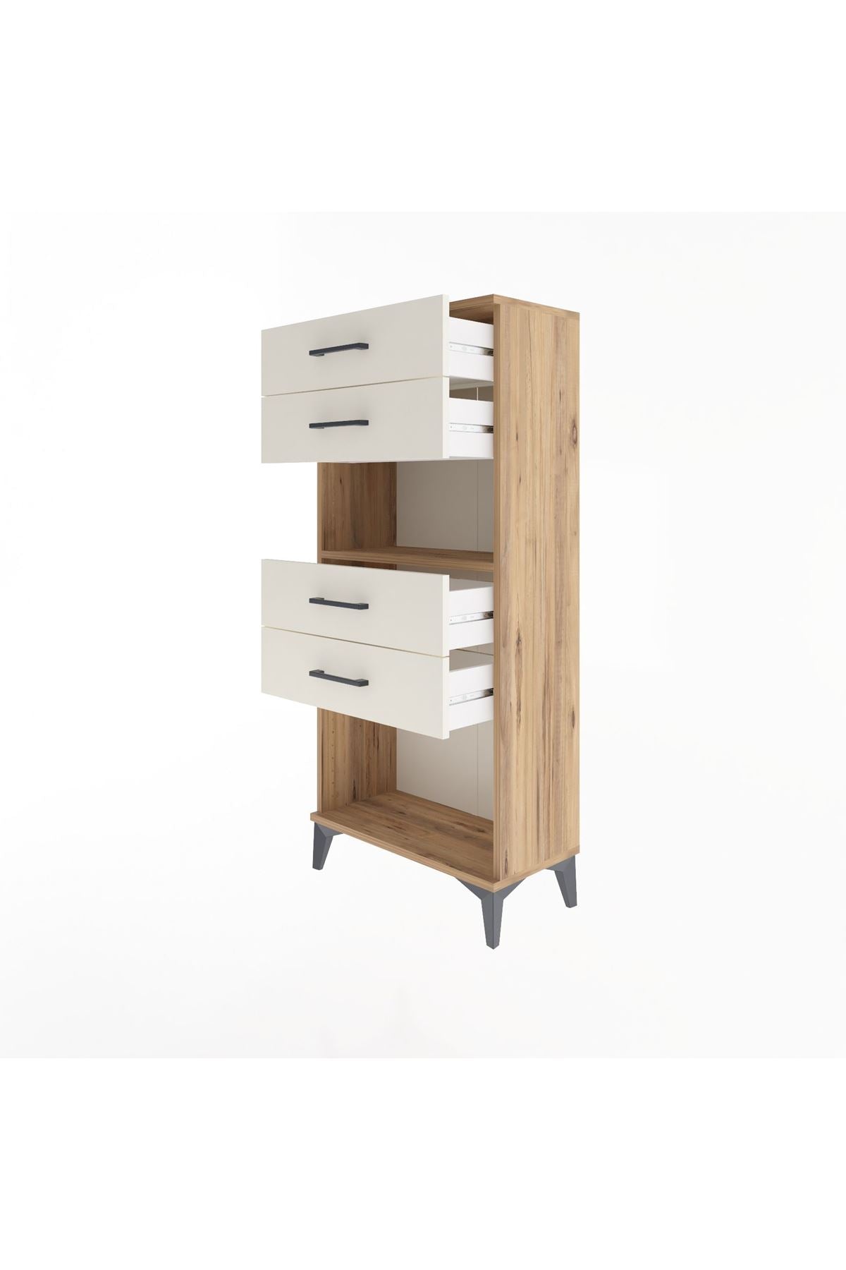 Arges Dolap Tek Raflı 4 Çekmeceli 60x30x134 Çam-Aytaşı