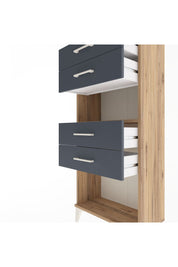 Arges Dolap Tek Raflı 4 Çekmeceli 60x30x134 Çam-Antrasit