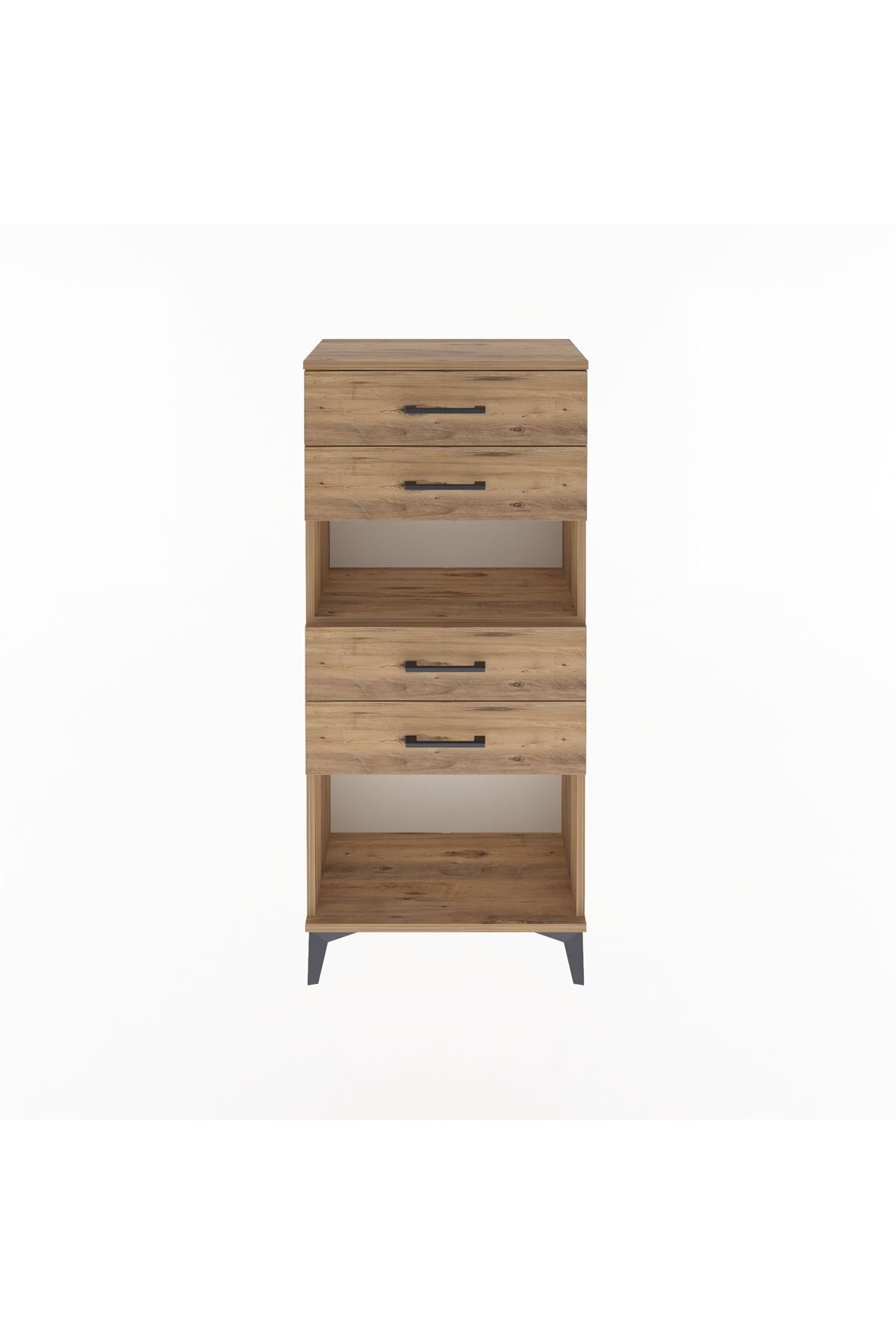 Arges Dolap Tek Raflı 4 Çekmeceli 60x30x134 Çam-Çam