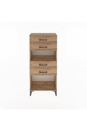 Arges Dolap Tek Raflı 4 Çekmeceli 60x30x134 Çam-Çam