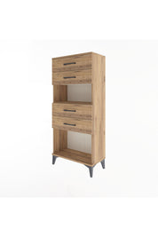 Arges Dolap Tek Raflı 4 Çekmeceli 60x30x134 Çam-Çam
