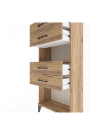 Arges Dolap Tek Raflı 4 Çekmeceli 60x30x134 Çam-Çam