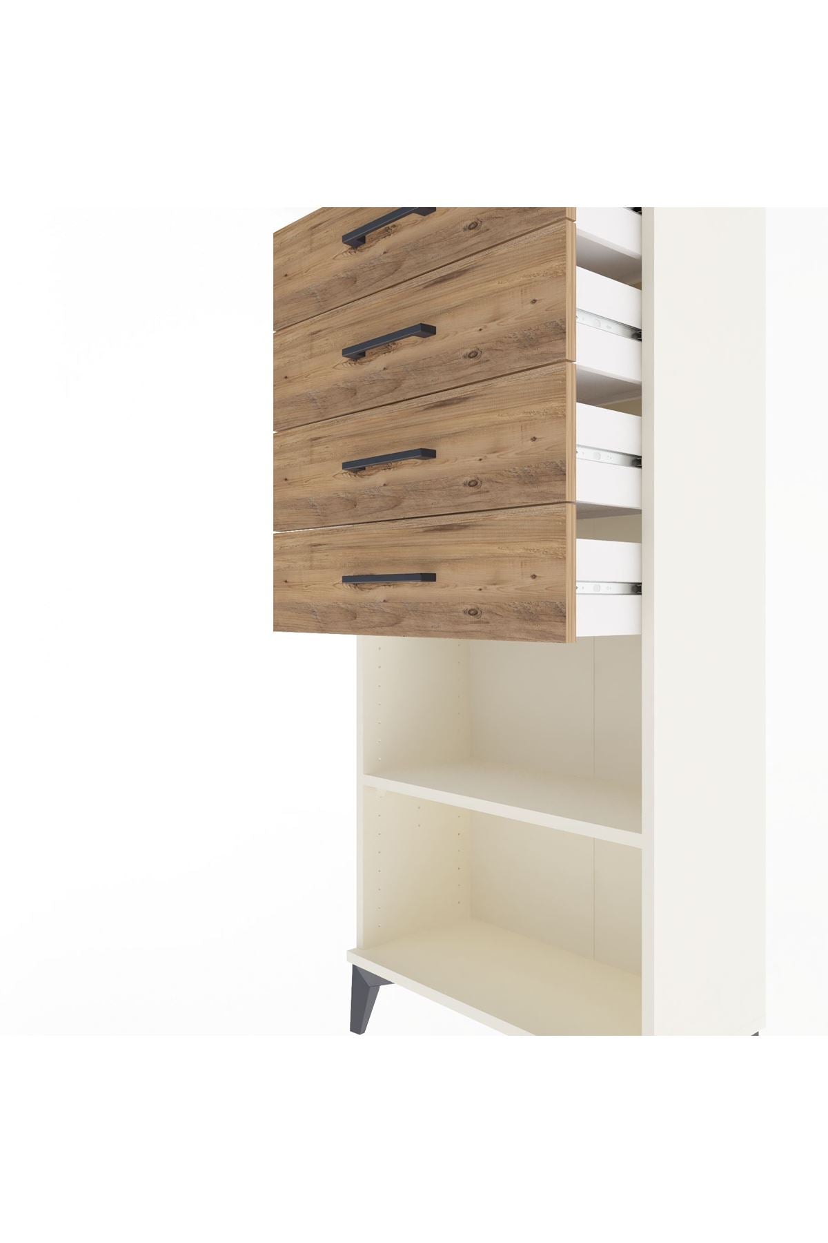 Arges Dolap Tek Raflı 4 Çekmeceli 60x30x134 Aytaşı-Çam