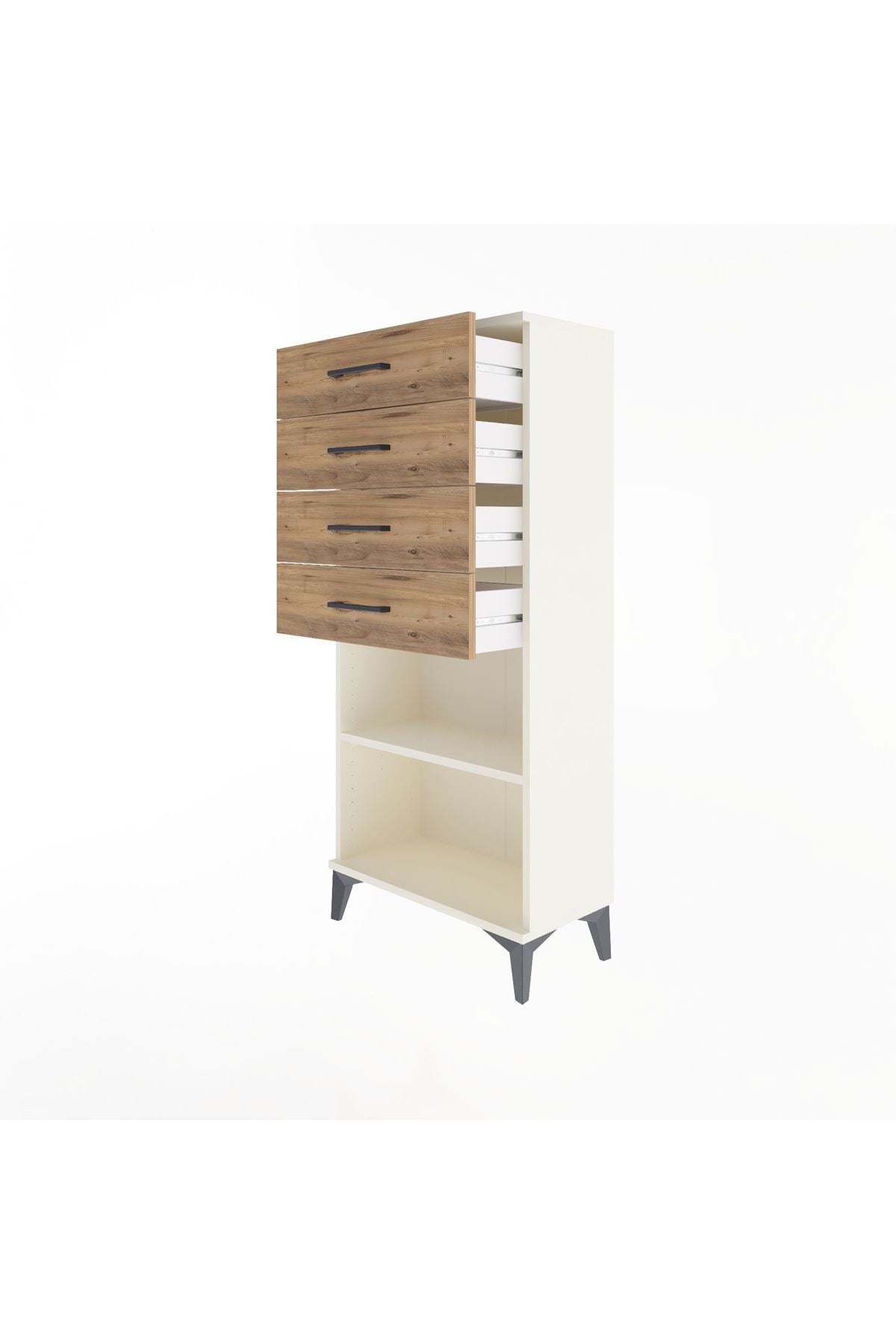 Arges Dolap Tek Raflı 4 Çekmeceli 60x30x134 Aytaşı-Çam