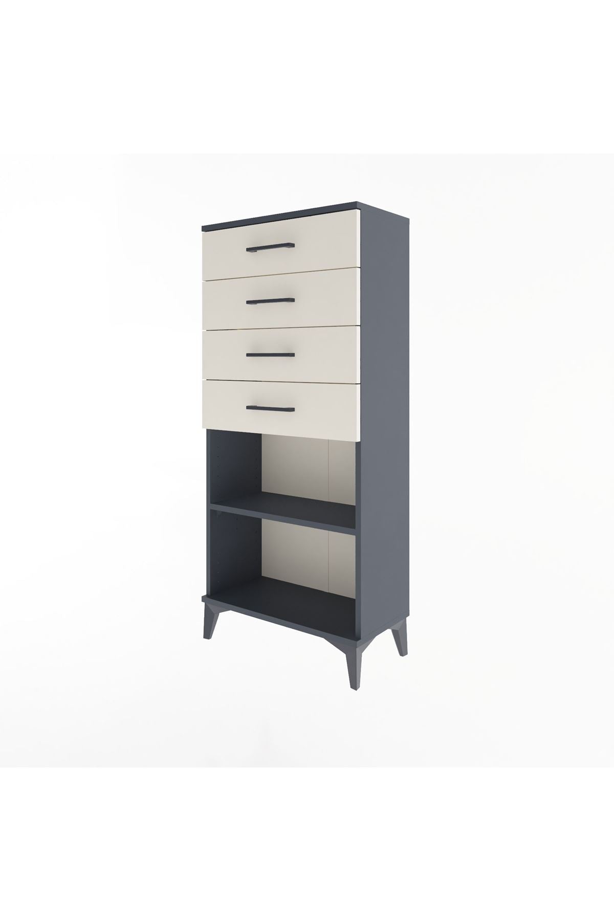 Arges Dolap Tek Raflı 4 Çekmeceli 60x30x134 Antrasit-Aytaşı