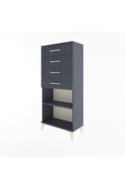 Arges Dolap Tek Raflı 4 Çekmeceli 60x30x134 Antrasit-Antrasit