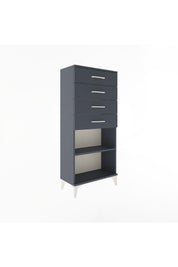 Arges Dolap Tek Raflı 4 Çekmeceli 60x30x134 Antrasit-Antrasit