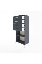 Arges Dolap Tek Raflı 4 Çekmeceli 60x30x134 Antrasit-Antrasit