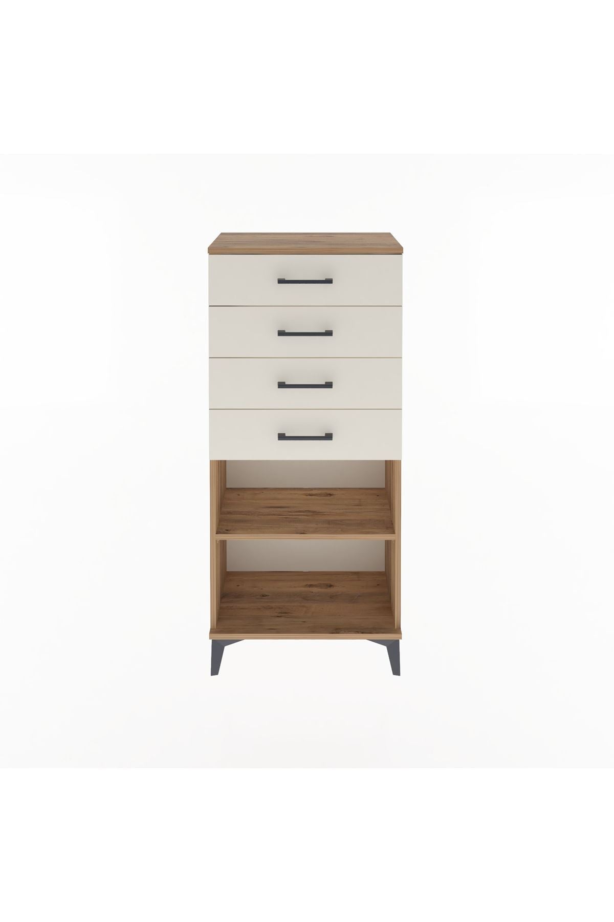 Arges Dolap Tek Raflı 4 Çekmeceli 60x30x134 Çam-Aytaşı