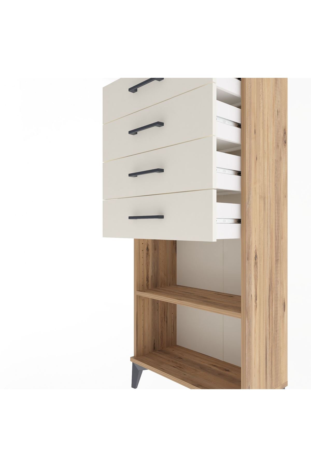 Arges Dolap Tek Raflı 4 Çekmeceli 60x30x134 Çam-Aytaşı