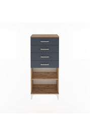 Arges Dolap Tek Raflı 4 Çekmeceli 60x30x134 Çam-Antrasit