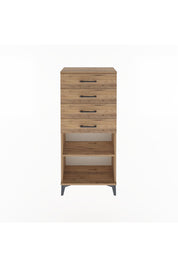 Arges Dolap Tek Raflı 4 Çekmeceli 60x30x134 Çam-Çam