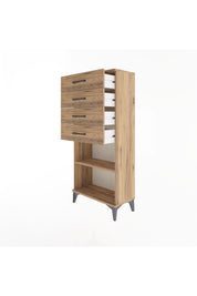 Arges Dolap Tek Raflı 4 Çekmeceli 60x30x134 Çam-Çam