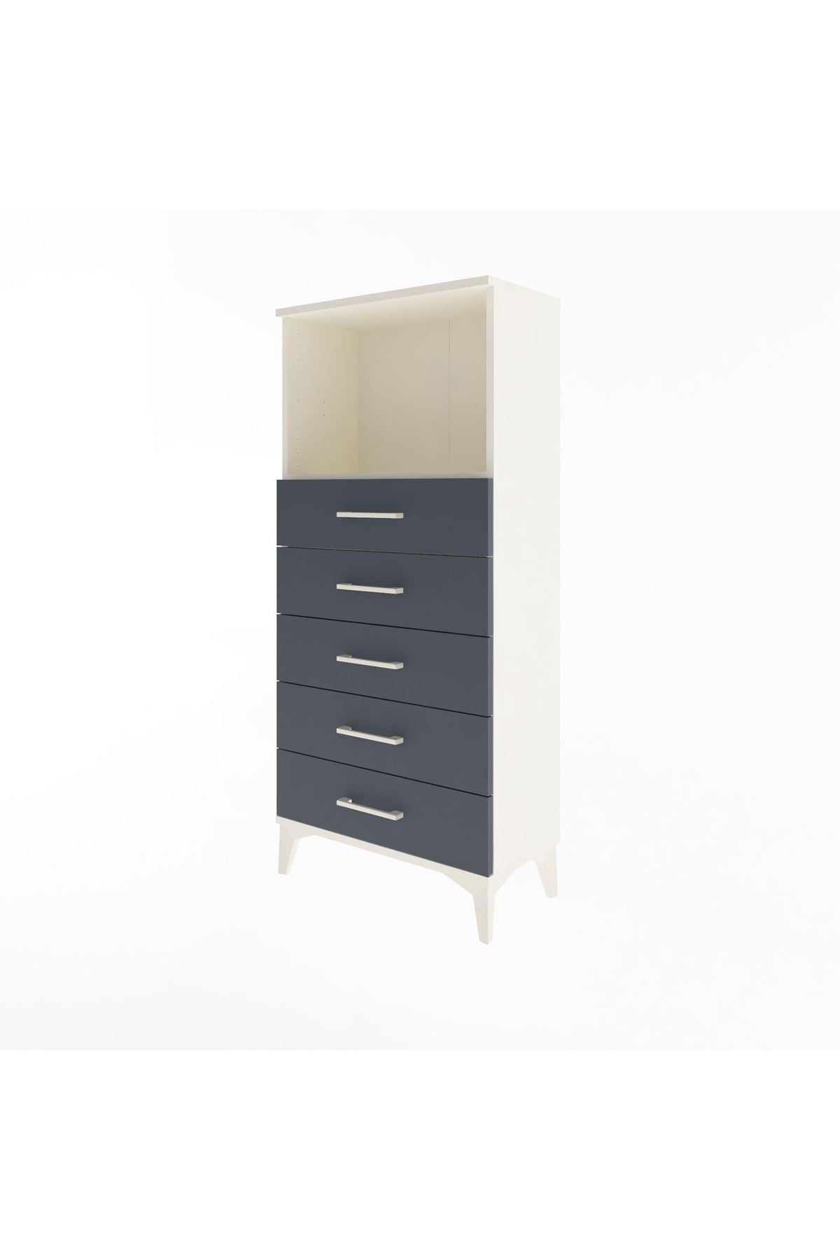 Arges Dolap Tek Raflı 5 Çekmeceli 60x30x134 Aytaşı-Antrasit