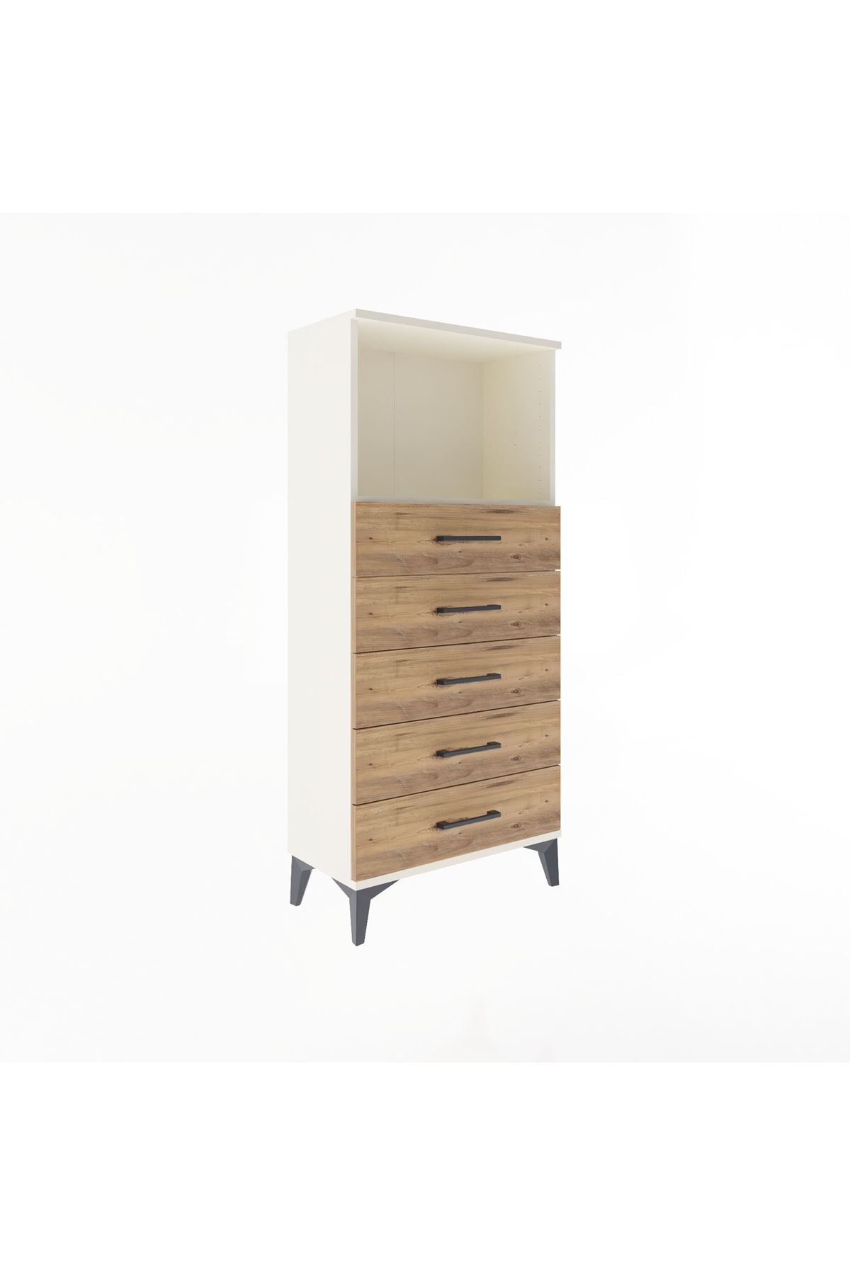 Arges Dolap Tek Raflı 5 Çekmeceli 60x30x134 Aytaşı-Çam