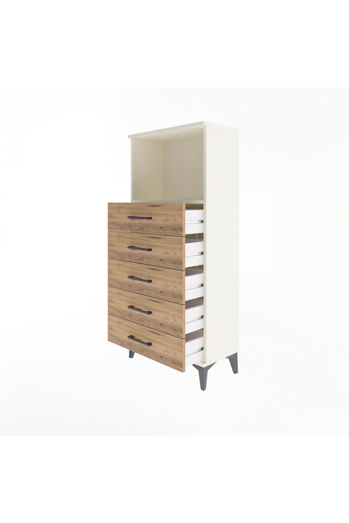 Arges Dolap Tek Raflı 5 Çekmeceli 60x30x134 Aytaşı-Çam