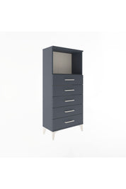 Arges Dolap Tek Raflı 5 Çekmeceli 60x30x134 Antrasit-Antrasit