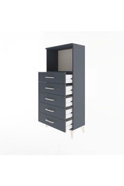 Arges Dolap Tek Raflı 5 Çekmeceli 60x30x134 Antrasit-Antrasit