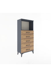 Arges Dolap Tek Raflı 5 Çekmeceli 60x30x134 Antrasit-Çam
