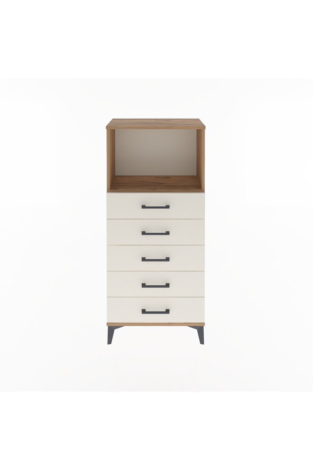 Arges Dolap Tek Raflı 5 Çekmeceli 60x30x134 Çam-Aytaşı