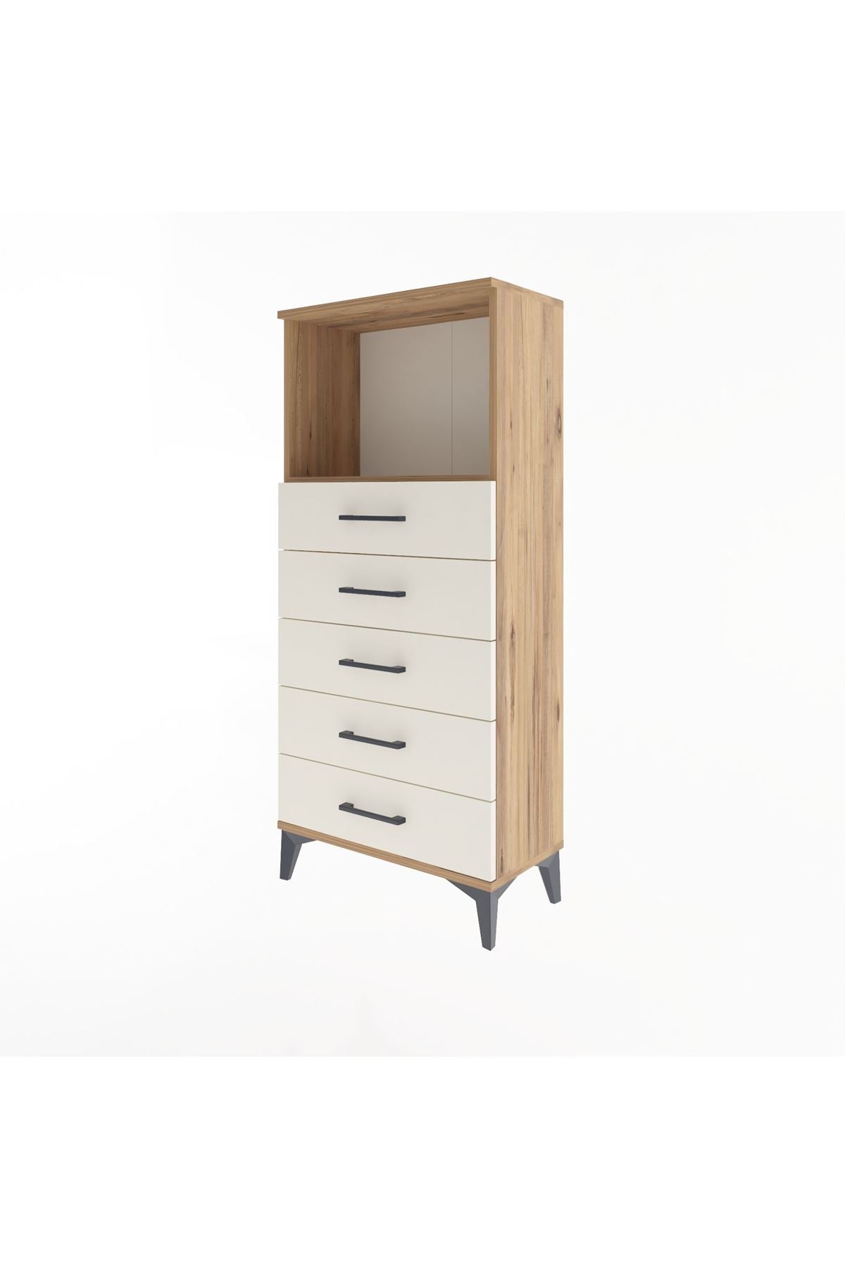 Arges Dolap Tek Raflı 5 Çekmeceli 60x30x134 Çam-Aytaşı