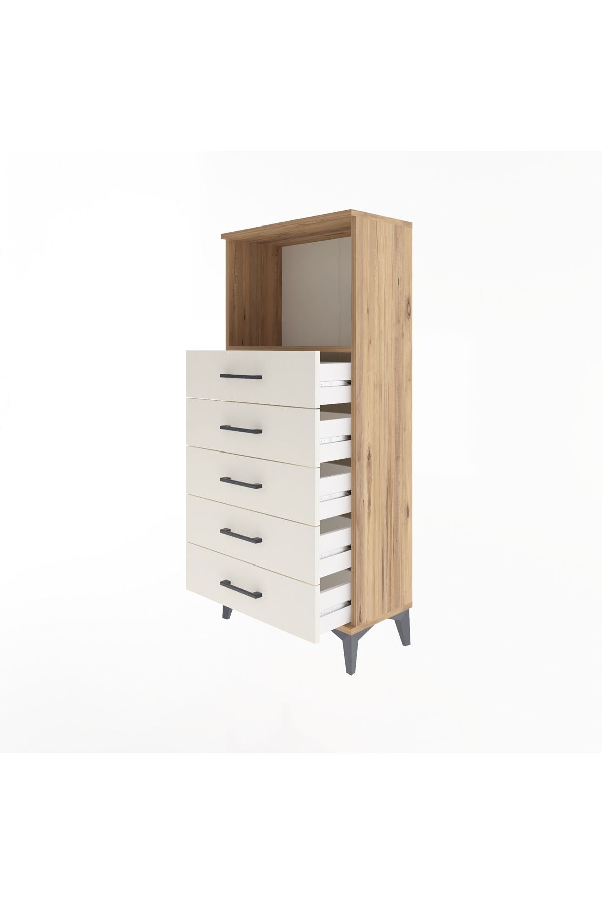 Arges Dolap Tek Raflı 5 Çekmeceli 60x30x134 Çam-Aytaşı