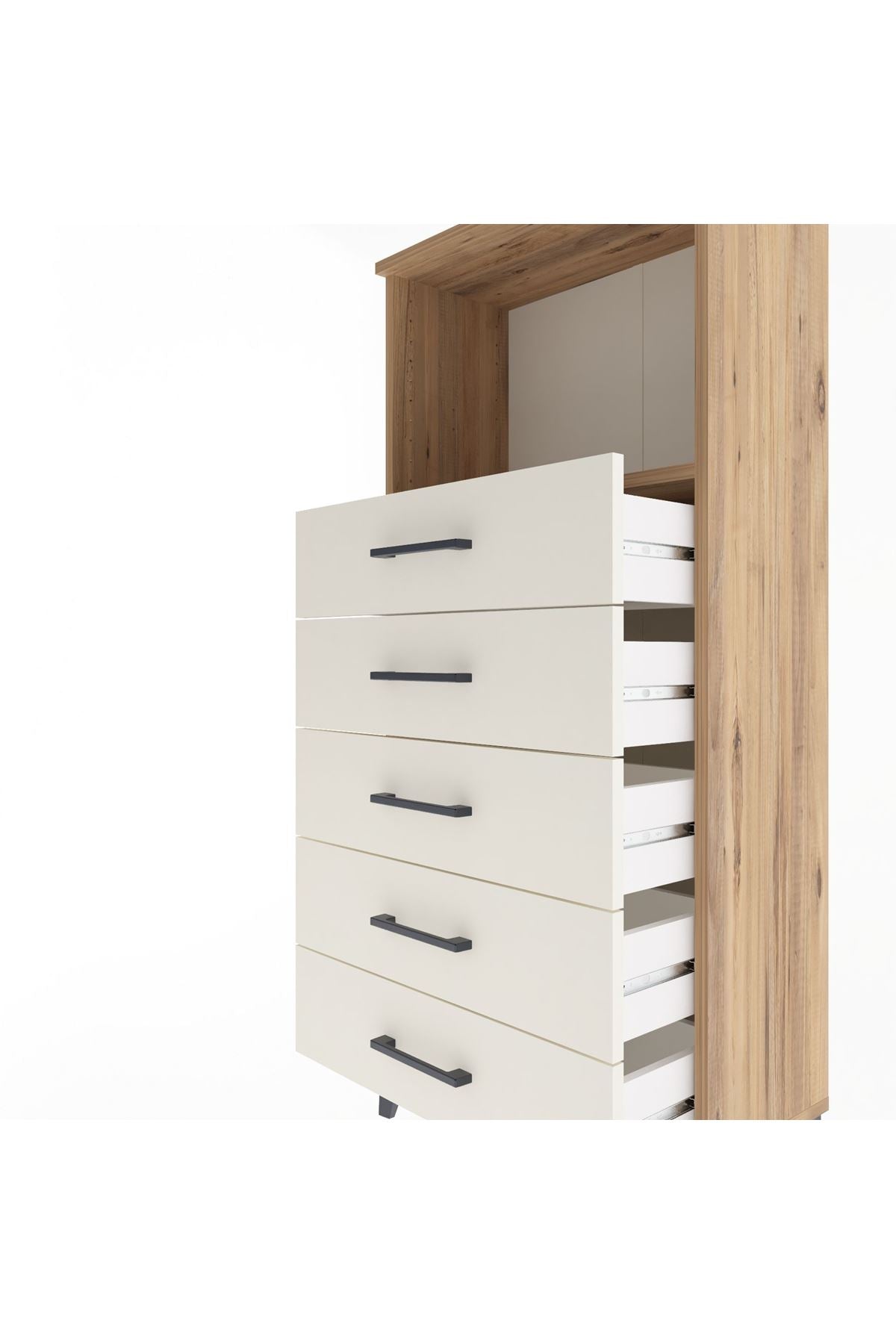 Arges Dolap Tek Raflı 5 Çekmeceli 60x30x134 Çam-Aytaşı