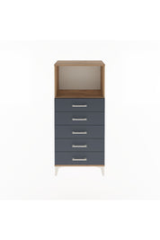 Arges Dolap Tek Raflı 5 Çekmeceli 60x30x134 Çam-Antrasit