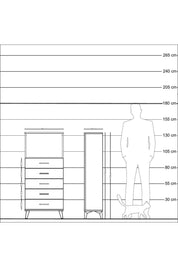 Arges Dolap Tek Raflı 5 Çekmeceli 60x30x134 Çam-Antrasit