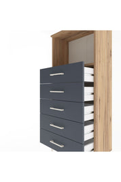 Arges Dolap Tek Raflı 5 Çekmeceli 60x30x134 Çam-Antrasit