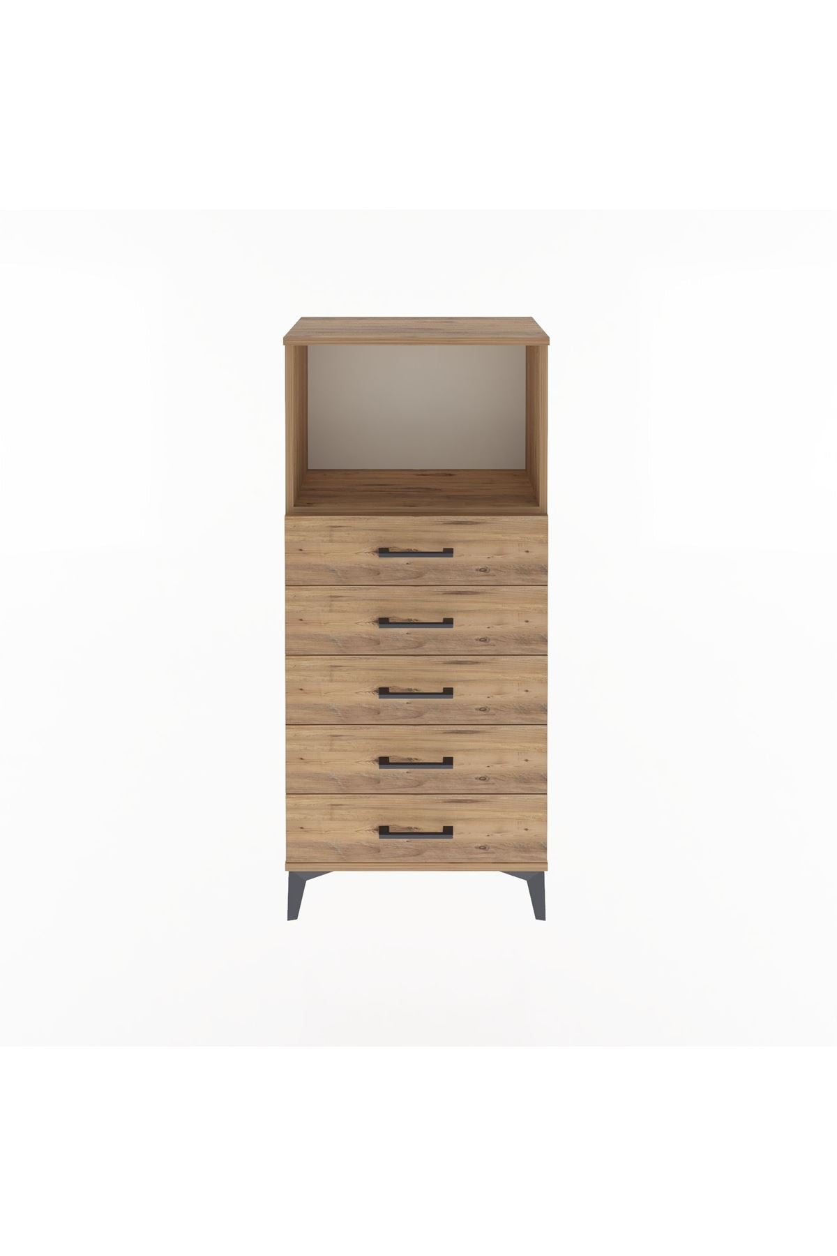 Arges Dolap Tek Raflı 5 Çekmeceli 60x30x134 Çam-Çam