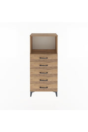 Arges Dolap Tek Raflı 5 Çekmeceli 60x30x134 Çam-Çam