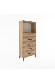 Arges Dolap Tek Raflı 5 Çekmeceli 60x30x134 Çam-Çam