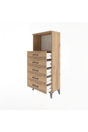 Arges Dolap Tek Raflı 5 Çekmeceli 60x30x134 Çam-Çam
