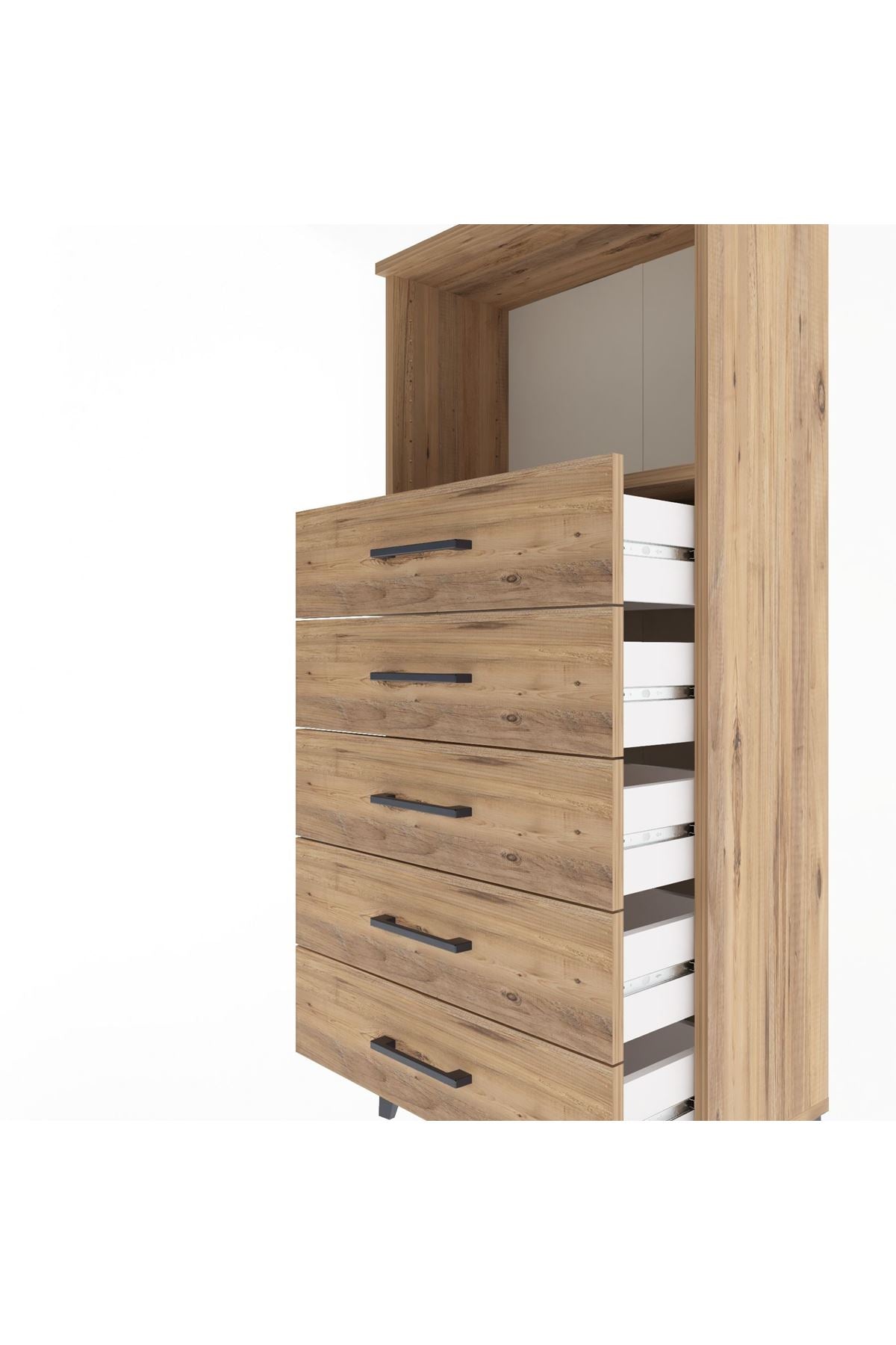 Arges Dolap Tek Raflı 5 Çekmeceli 60x30x134 Çam-Çam
