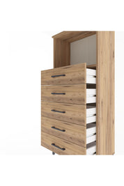 Arges Dolap Tek Raflı 5 Çekmeceli 60x30x134 Çam-Çam