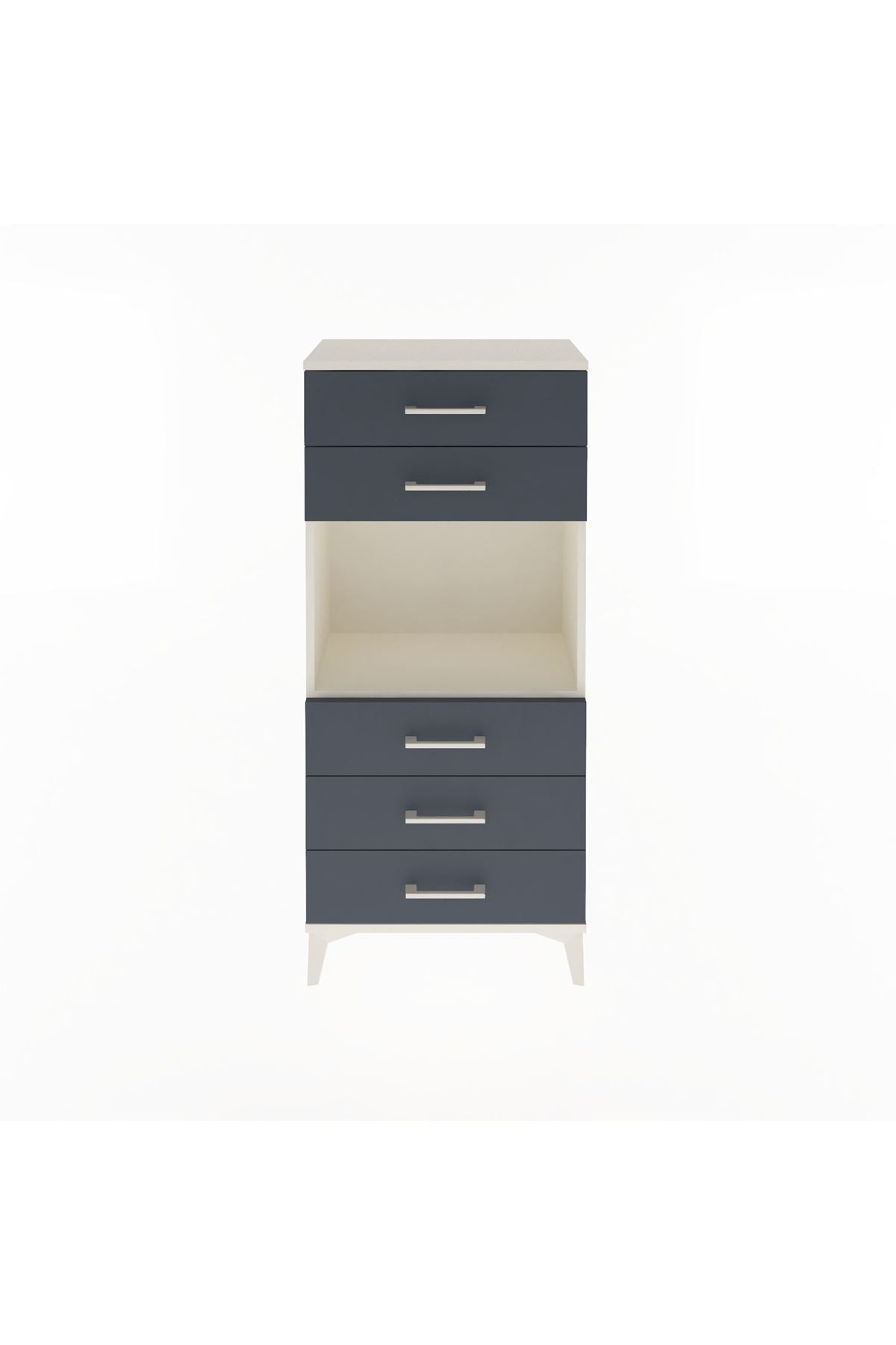 Arges Dolap Tek Raflı 5 Çekmeceli 60x30x134 Aytaşı-Antrasit