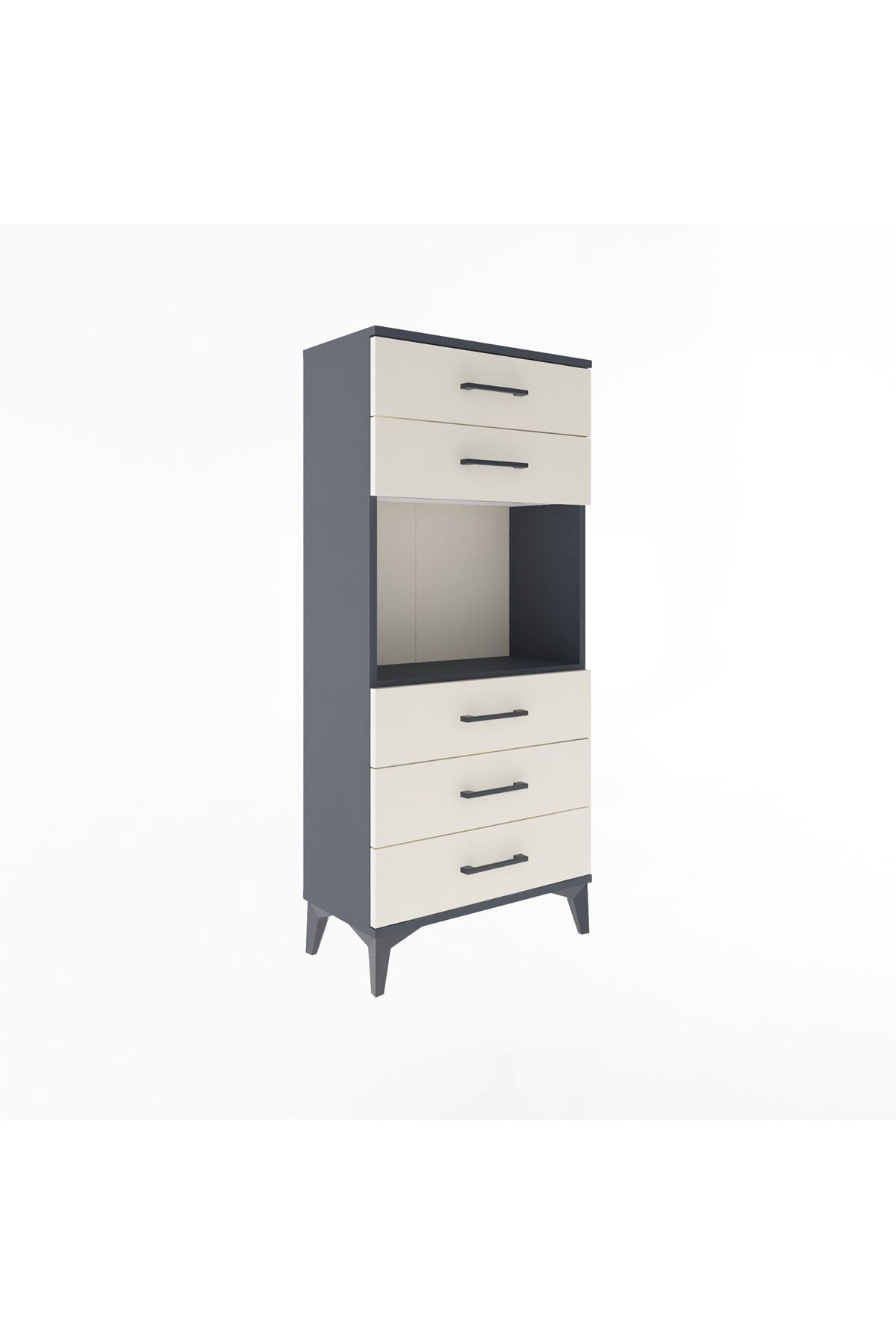 Arges Dolap Tek Raflı 5 Çekmeceli 60x30x134 Antrasit-Aytaşı