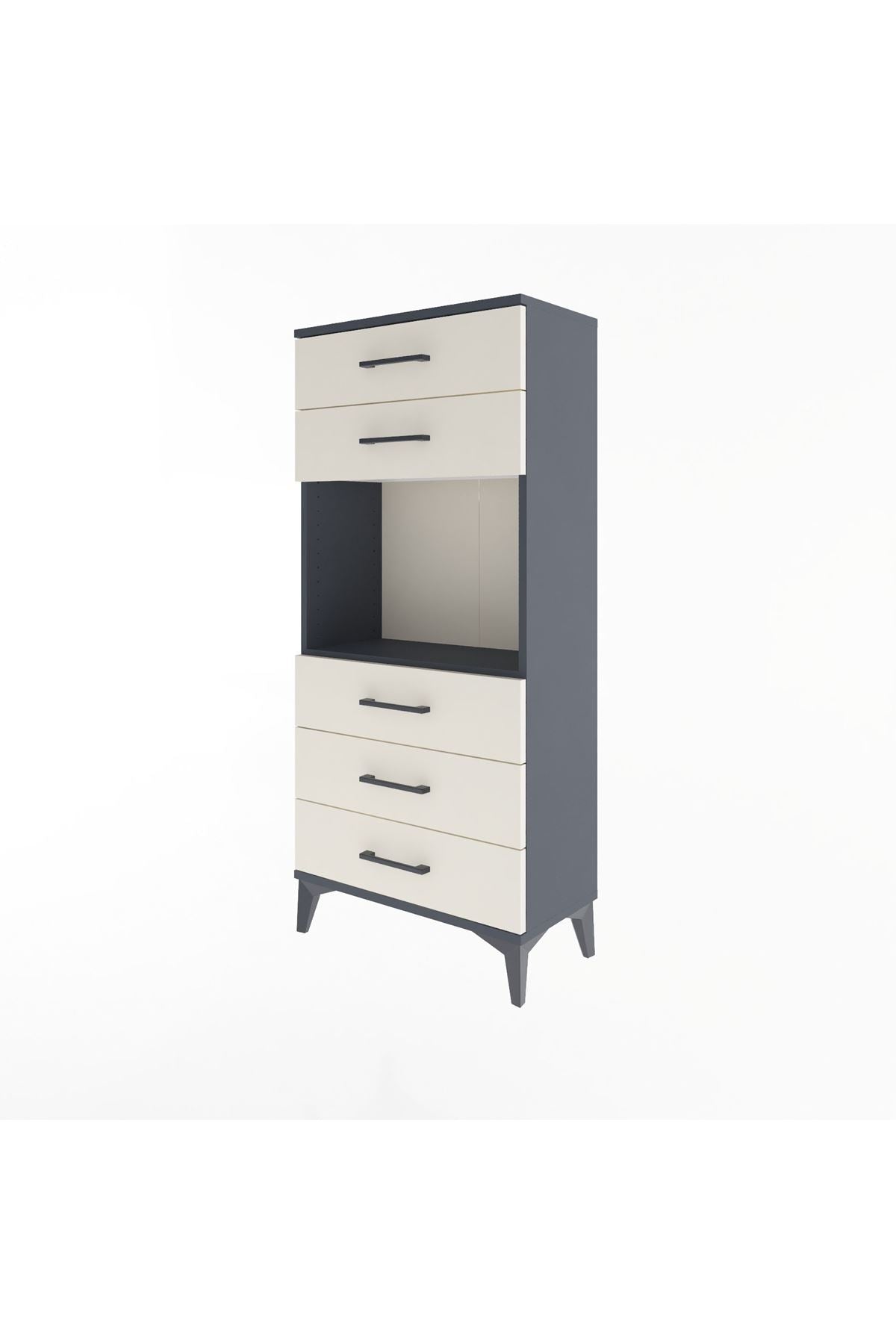 Arges Dolap Tek Raflı 5 Çekmeceli 60x30x134 Antrasit-Aytaşı