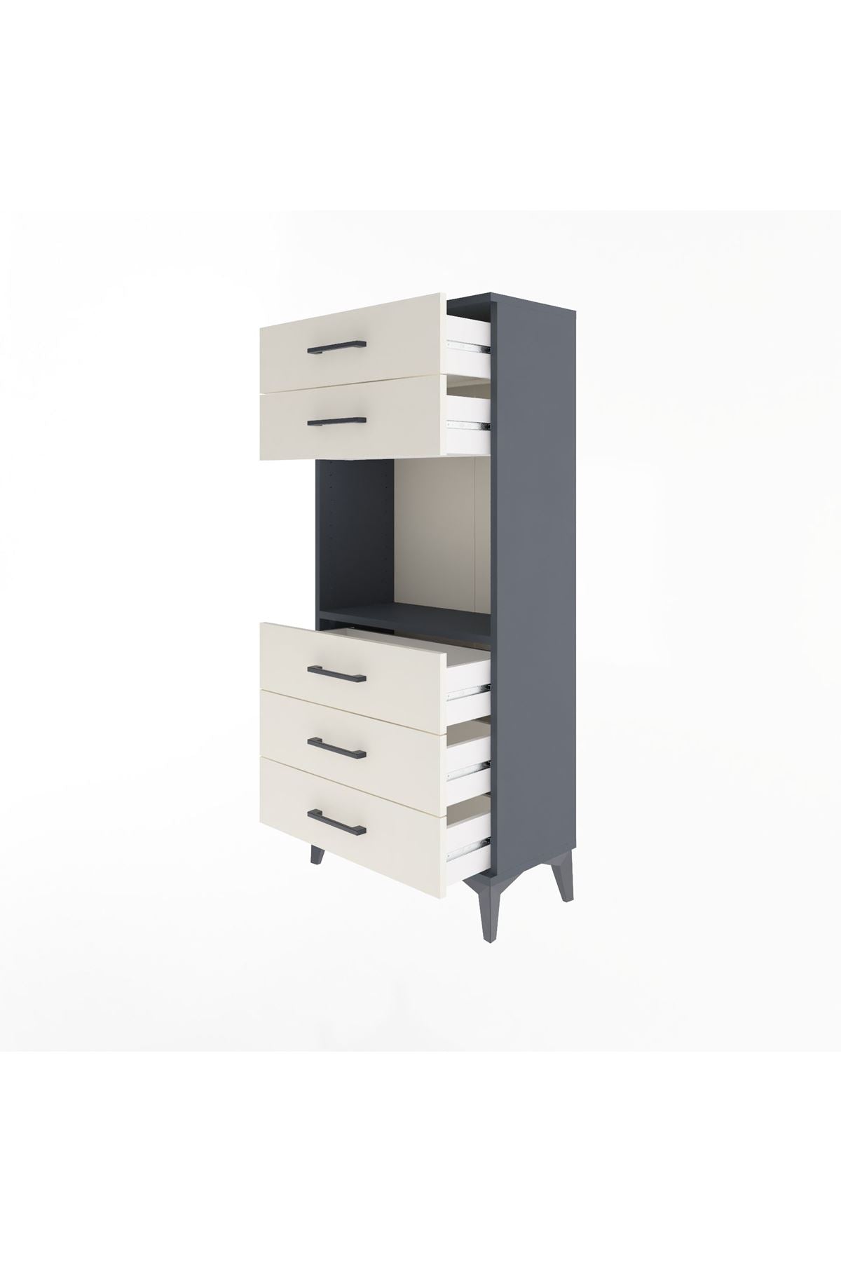 Arges Dolap Tek Raflı 5 Çekmeceli 60x30x134 Antrasit-Aytaşı