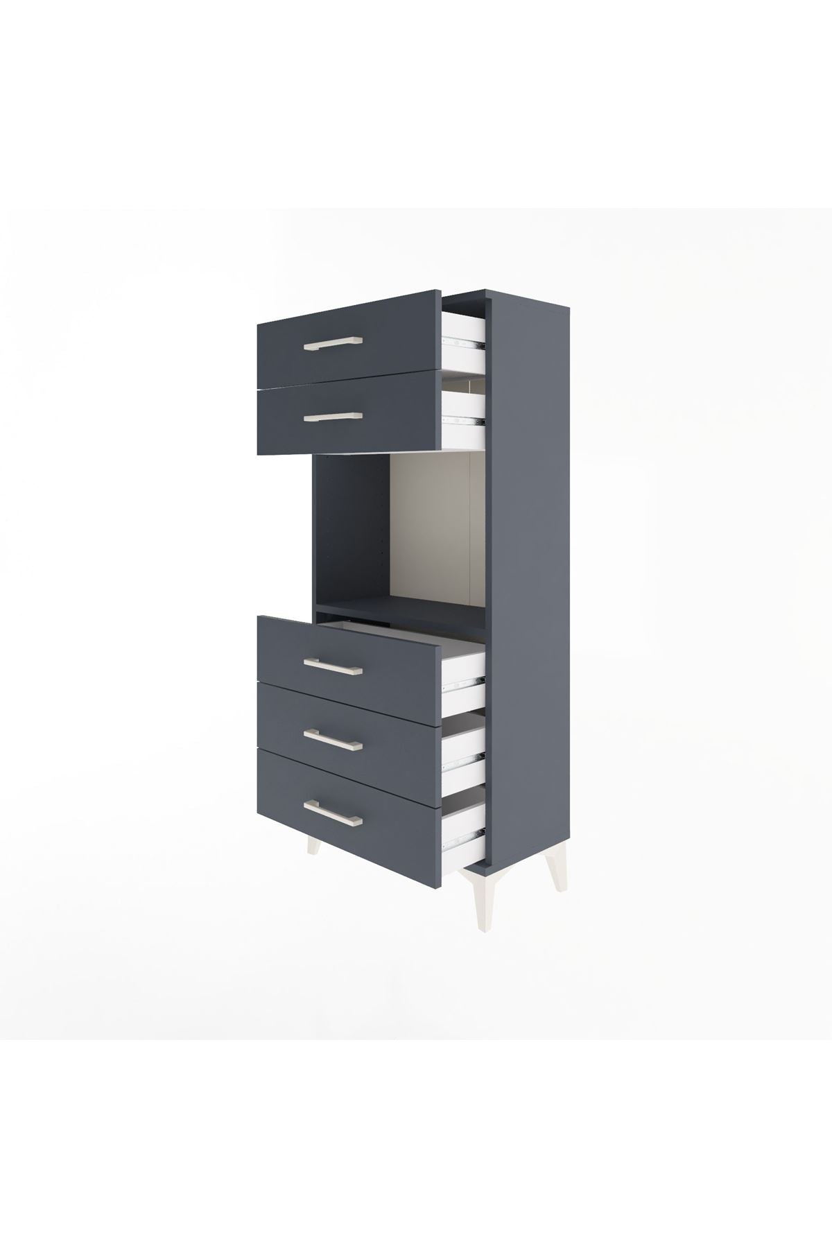 Arges Dolap Tek Raflı 5 Çekmeceli 60x30x134 Antrasit-Antrasit