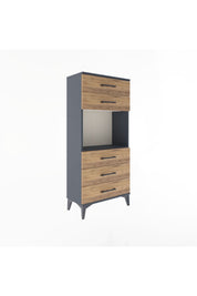 Arges Dolap Tek Raflı 5 Çekmeceli 60x30x134 Antrasit-Çam