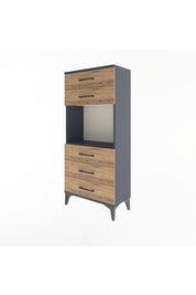 Arges Dolap Tek Raflı 5 Çekmeceli 60x30x134 Antrasit-Çam