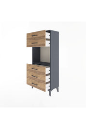 Arges Dolap Tek Raflı 5 Çekmeceli 60x30x134 Antrasit-Çam