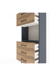 Arges Dolap Tek Raflı 5 Çekmeceli 60x30x134 Antrasit-Çam